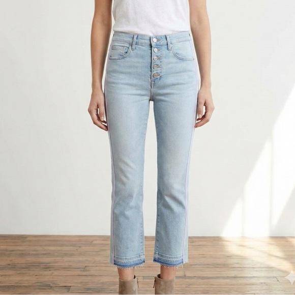 Veronica Beard Denim - Veronica Beard Carolyn Baby Boot Kick Flare High Rise Jeans Pink Stripe Size 29